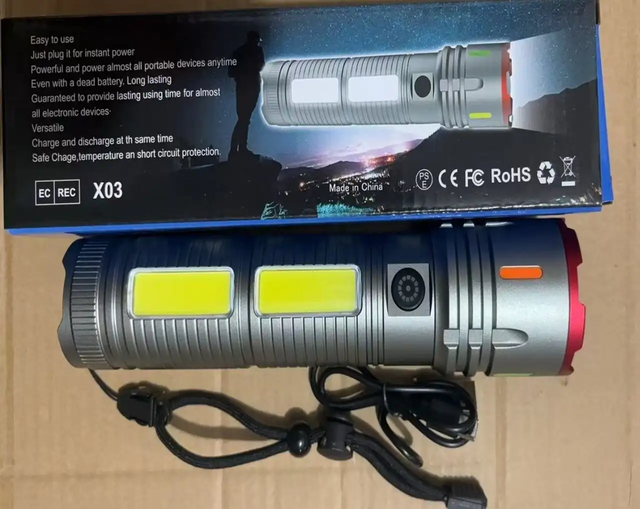 Rechargeable Torch Aluminum Alloy Body X03