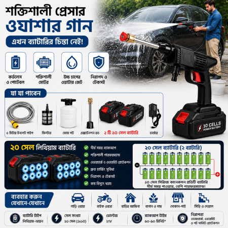 20 Battery Rechargeable Car Wash Cordless Spray Machine
