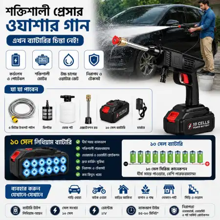 10 Battery Rechargeable Car Wash Cordless Spray Machine
